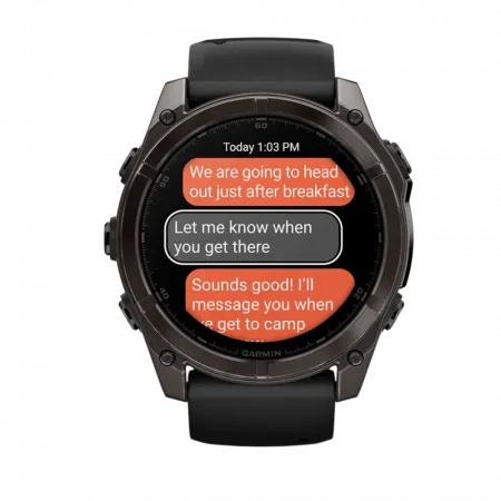 Смарт-годинник Garmin Fenix 8 51мм, AMOLED Sapphire, Carbon Grey DLC Titanium з Black/Pebble Grey чорним силіконовим ремінцем