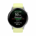 Смарт-годинник Garmin Venu 4 45 мм Silver з Citron світло-жовтим силіконовим ремінцем