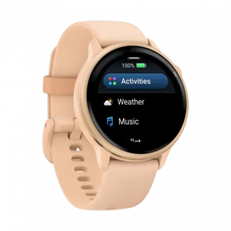Смарт-годинник Garmin Vivoactive 6 Metallic Pink Dawn з Pink Dawn рожевим силіконовим ремінцем
