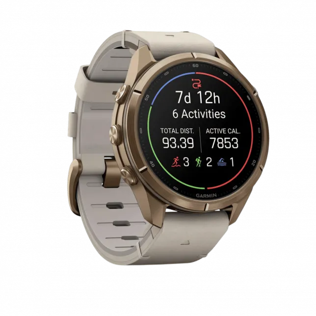 Смарт-годинник Garmin Fenix 9 Pro - inReach, 43мм Autumn Gold Titanium з Bone бежевим шкіряним ремінцем