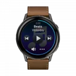 Смарт-годинник Garmin Venu 4 45 мм Slate з Black чорним силіконовим та Brown коричневим шкіряним ремінцями