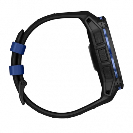 Смарт-годинник Garmin Instinct 3 50 мм, AMOLED Black чорний з Black/Bolt Blue чорним/синім силіконовим ремінцем