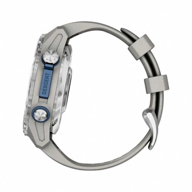 Смарт-годинник Garmin Descent Mk3 43 мм Stainless Steel з Fog Grey сірим силіконовим ремінцем