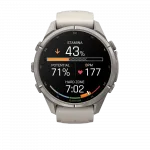 Смарт-годинник Garmin Fenix 9 Pro - inReach, 43мм Titanium з Fog Grey/Dark Sandstone сірим/темно сірим силіконовим ремінцем