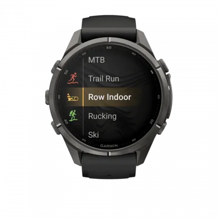Смарт-годинник Garmin Fenix 9 Pro - inReach, 43мм Carbon Gray DLC Titanium з Black/Pebble Grey чорним/темно-сірим силіконовим ремінцем