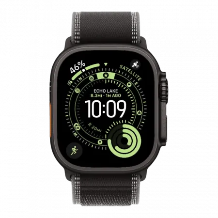 Apple Watch Ultra 3 GPS + LTE, 49mm Black Titanium Case with Black/Charcoal Trail Loop - M/L