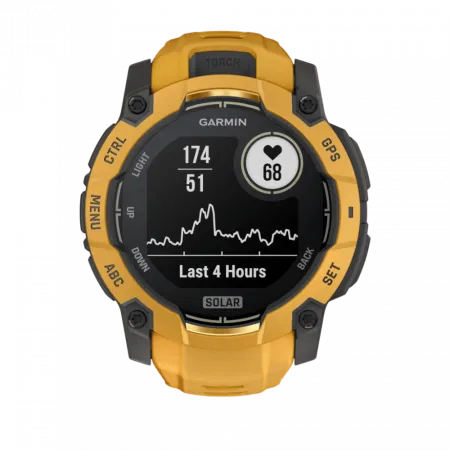 Смарт-годинник Garmin Instinct 3 50 мм, Solar Sunburst помаранчевий з Sunburst/Grey помаранчевим/сірим силіконовим ремінцем