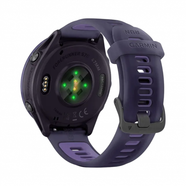 Смарт-годинник Garmin Forerunner 570 47мм Indigo Aluminum з Translucent Whitestone/Turquoise блакитним силіконовим ремінцем
