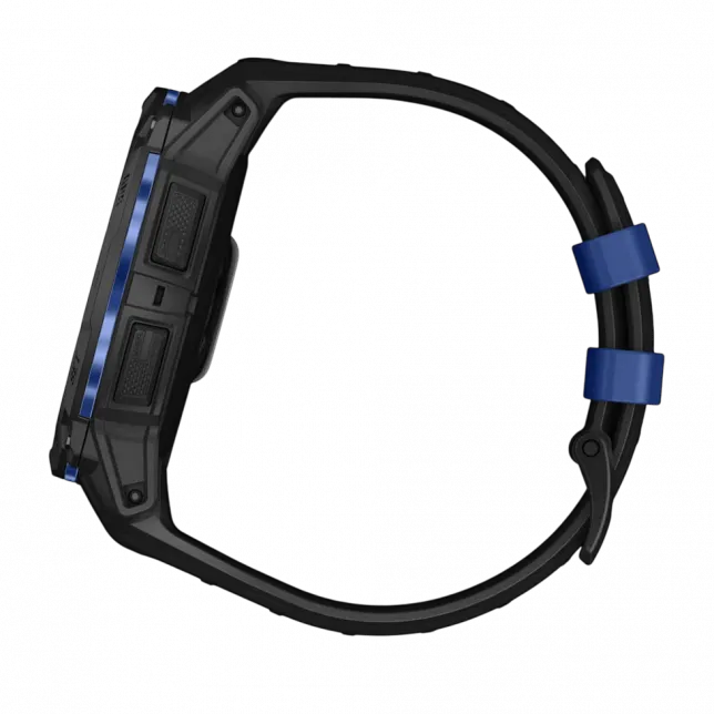 Смарт-годинник Garmin Instinct 3 50 мм, AMOLED Black чорний з Black/Bolt Blue чорним/синім силіконовим ремінцем