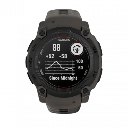 Смарт-годинник Garmin Instinct E 40 мм Black чорний з Charcoal коричневим силіконовим ремінцем
