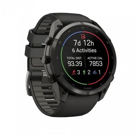 Смарт-годинник Garmin 9 51мм, Titanium з Pebble Gray темно-сірим силіконовим ремінцем