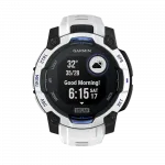 Смарт-годинник Garmin Instinct 3 45 мм, Solar Whitestone білий з Whitestone/Bolt Blue білим/синім силіконовим ремінцем