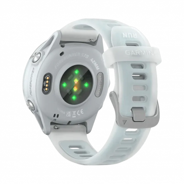 Смарт-годинник Garmin Forerunner 570 42мм Cloud Blue Aluminum з Translucent Whitestone/Cloud Blue білим силіконовим ремінцем