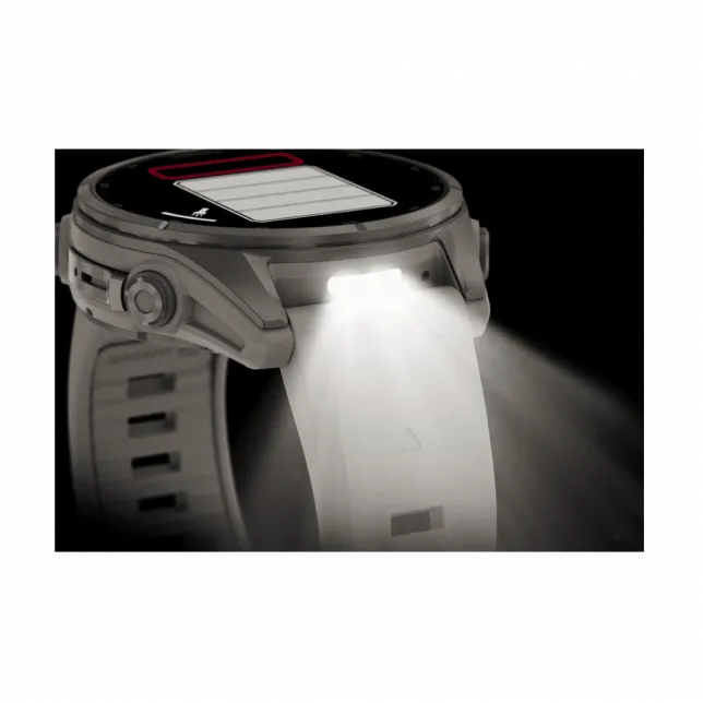 Смарт-годинник Garmin Fenix 9 43мм, Titanium з Fog Gray сірим силіконовим ремінцем