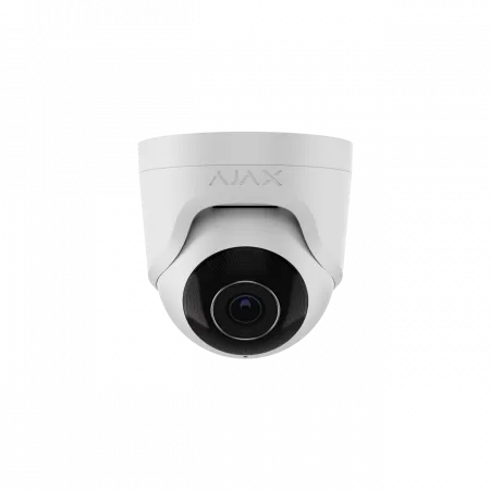 IP-Камера дротова Ajax TurretCam, 5мп, 2.8мм, Poe, True WDR, IP 65, ІЧ 35м, аудіо, кут огляду 100° до 110°, купольна, біла