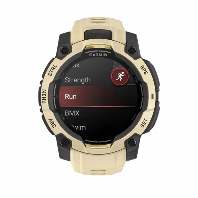 Смарт-годинник Garmin Instinct 3 45 мм, AMOLED Citrine бежевий з Citrine бежевим силіконовим ремінцем