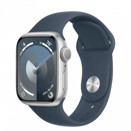 б/у Apple Watch Series 9 45mm Silver Aluminum Case with Storm Blue Sport Band M/L