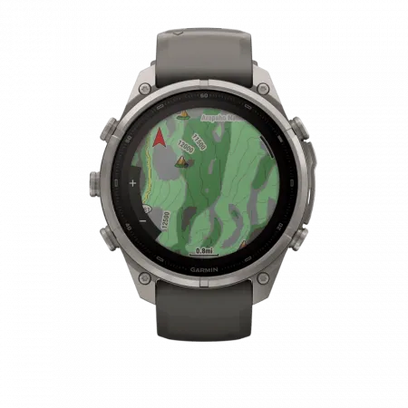 Смарт-годинник Garmin Fenix 9 Pro - inReach, Solar, 47мм Titanium з Pebble Grey темно-сірим силіконовим ремінцем