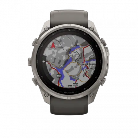 Смарт-годинник Garmin Fenix 9 Pro - inReach, Solar, 51мм Titanium з Pebble Grey темно-сірим силіконовим ремінцем