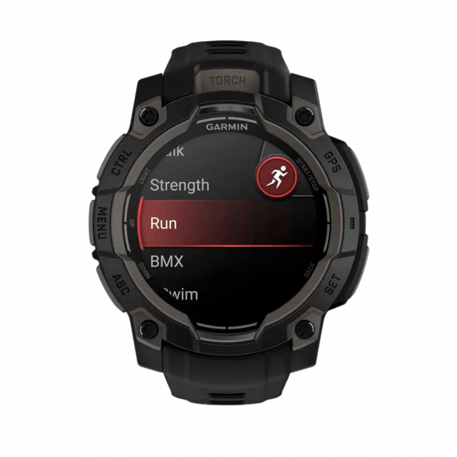 Смарт-годинник Garmin Instinct 3 45 мм, AMOLED Black чорний з Black чорним силіконовим ремінцем