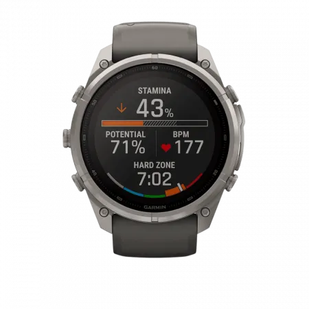 Смарт-годинник Garmin Fenix 9 Pro - inReach, Solar, 51мм Titanium з Pebble Grey темно-сірим силіконовим ремінцем