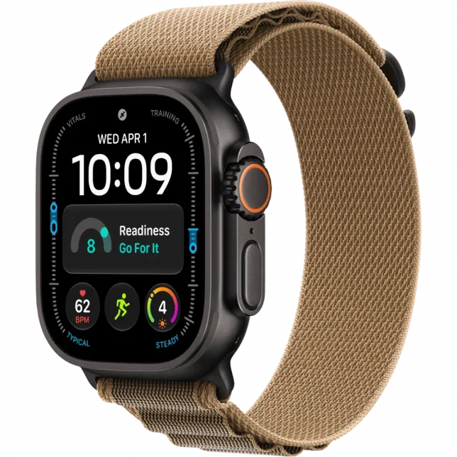Apple Watch Ultra 4 GPS + LTE 49mm Black Titanium Case with Desert Alpine Loop - Small (MJCT4+MKF34)