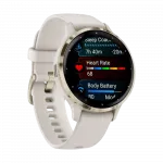 Смарт-годинник Garmin Venu 3S Soft Gold Stainless Steel Bezel з Ivory білим корпусом та силіконовим ремінцем