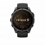 Смарт-годинник Garmin Fenix 9 47мм, Carbon Grey DLC Titanium з Black чорним силіконовим ремінцем