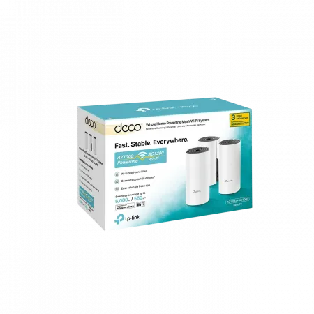 Система WiFi-Mesh TP-LINK Deco P9 AC1200, 2xGE LAN/WAN, 3мод, Powerline AV1000