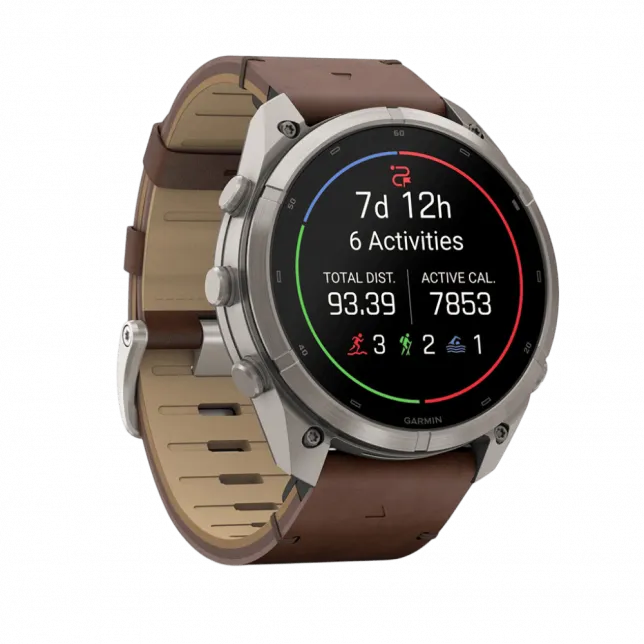 Смарт-годинник Garmin Fenix 9 Pro - inReach, 51мм Titanium з Walnut коричневим шкіряним ремінцем