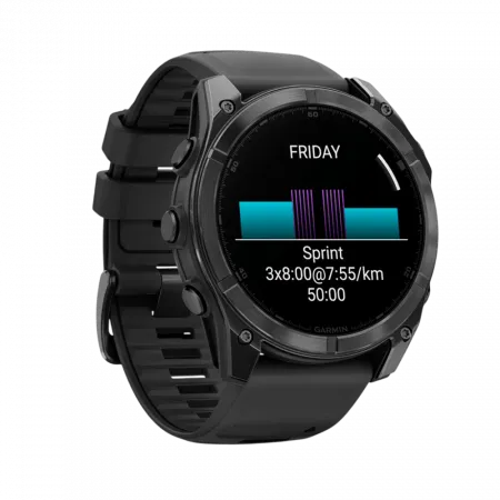 Смарт-годинник Garmin Fenix 8 51мм, AMOLED Slate Gray з Black чорним силіконовим ремінцем