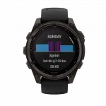 Смарт-годинник Garmin Fenix 8 47мм, Solar Sapphire, Carbon Grey DLC Titanium з Black/Pebble Grey чорним силіконовим ремінцем