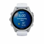 Смарт-годинник Garmin Fenix 8 43мм, AMOLED Silver з Whitestone білим силіконовим ремінцем