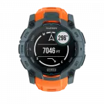 Смарт-годинник Garmin Instinct 3 50 мм, Solar Twilight сірий з Solstice помаранчевим силіконовим ремінцем