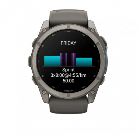 Смарт-годинник Garmin Fenix 9 51мм, Titanium з Pebble Gray темно-сірим силіконовим ремінцем