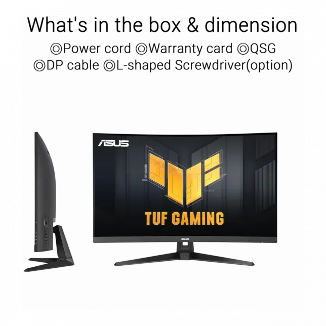 Монітор Asus 31.5" TUF Gaming VG32WQ3B 2xHDMI, DP, MM, VA, 2560x1440, 180Hz, 0.5ms, sRGB 120%, CURVED, FreeSync, HDR10