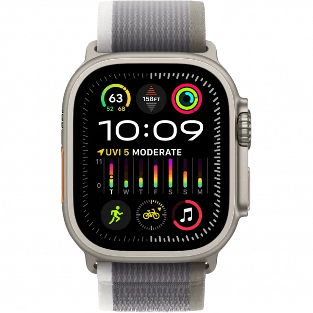 б/у Apple Watch Ultra 2 GPS + LTE 49mm Natural Titanium Case with Green/Gray Trail Loop - M/L