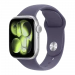 Apple Watch Series 11 GPS 46mm Silver Aluminum Case with Purple Fog Sport Band - S/M