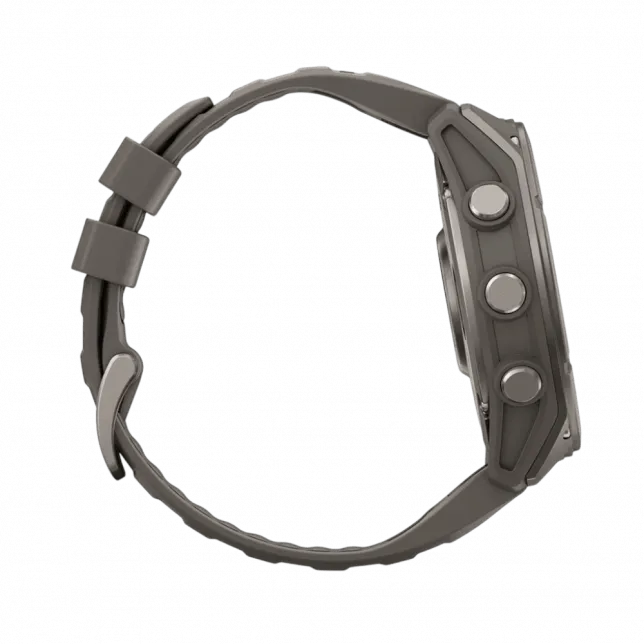 Смарт-годинник Garmin Fenix 9 51мм, Titanium з Pebble Gray темно-сірим силіконовим ремінцем