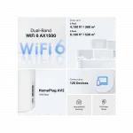 Система WiFi-Mesh TP-LINK Deco PX10 AX1500, 3xGE LAN/WAN, 2 мод, Powerline AV1000