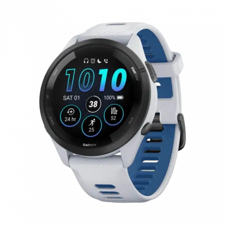 Смарт-годинник Garmin Forerunner 265 з Whitestone корпусом та Whitestone/Tidal Blue білим силіконовим ремінцем
