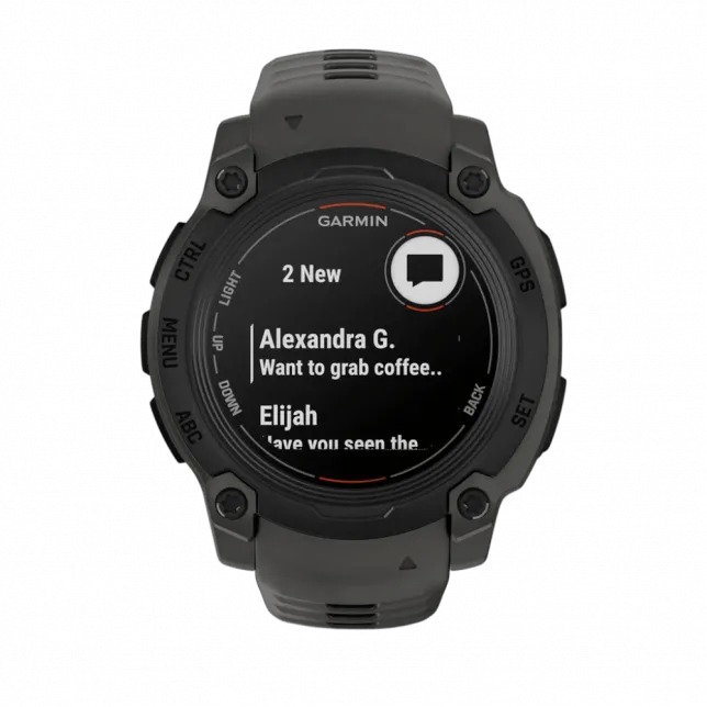 Смарт-годинник Garmin Instinct E 40 мм Black чорний з Charcoal коричневим силіконовим ремінцем