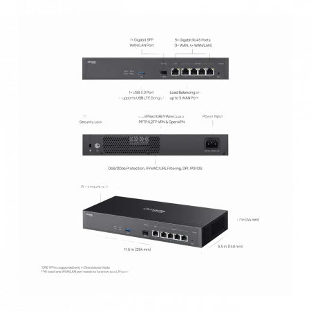 Мультисервісний Маршрутизатор TP-LINK ER7406 4xGE LAN/WAN, 1xGE WAN, 1xSFP, 1xUSB3.0