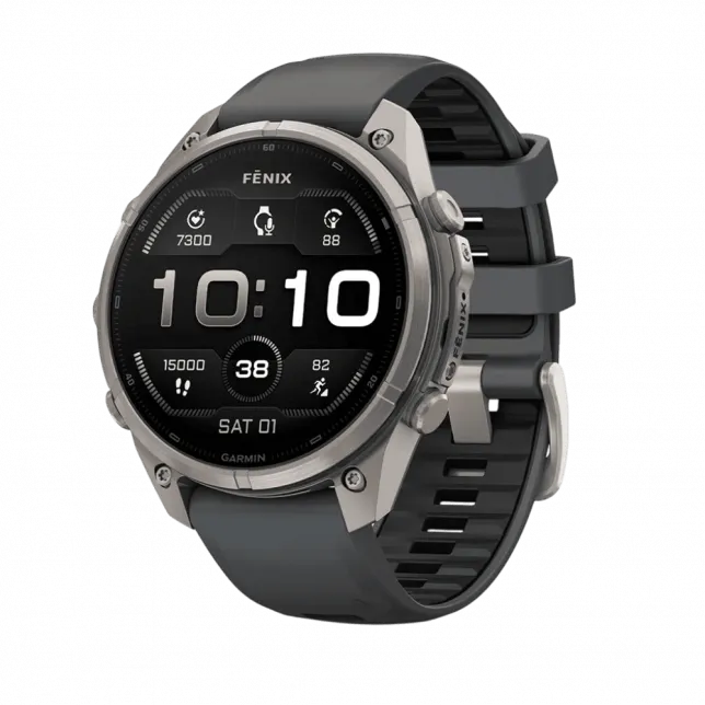 Смарт-годинник Garmin Fenix 9 Pro 47мм, Titanium з Graphite/Black темно-сірим/чорним силіконовим ремінцем