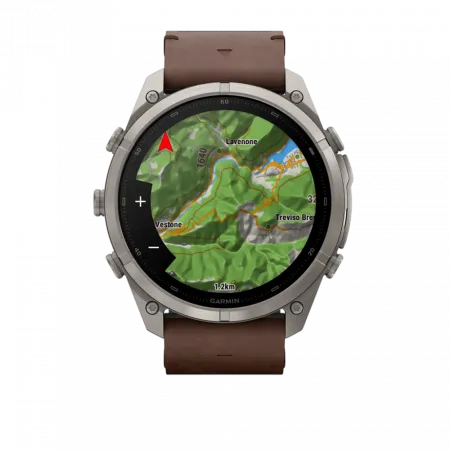 Смарт-годинник Garmin Fenix 9 Pro - inReach, 51мм Titanium з Walnut коричневим шкіряним ремінцем