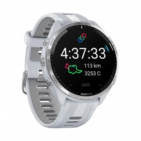 Смарт-годинник Garmin Forerunner 965 Titanium Bezel з Whitestone корпусом та Whitestone/Powder Grey силіконовим ремінцем