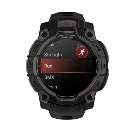 Смарт-годинник Garmin Instinct 3 45 мм, AMOLED Black чорний з Black чорним силіконовим ремінцем