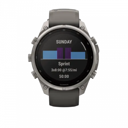 Смарт-годинник Garmin Fenix 9 Pro - inReach, Solar, 47мм Titanium з Pebble Grey темно-сірим силіконовим ремінцем