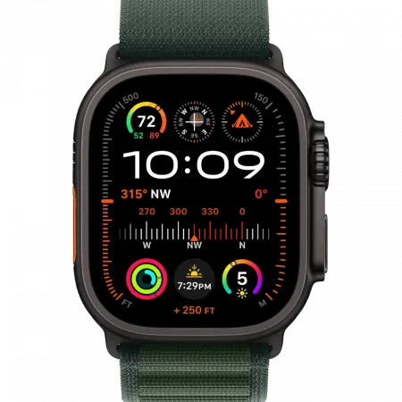б/у Apple Watch Ultra 2 GPS + LTE 49mm Black Titanium Case with Dark Green Alpine Loop - Large