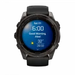 Смарт-годинник Garmin Fenix 8 51мм, AMOLED Sapphire, Carbon Grey DLC Titanium з Black/Pebble Grey чорним силіконовим ремінцем